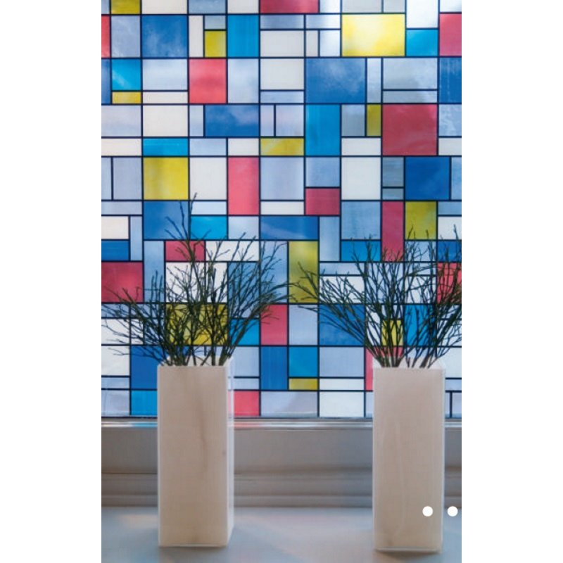Bunte Fensterfolie Mondriaan Adhesive Klebefilm Bleiglas Look 0,67 x 2 m bunt 